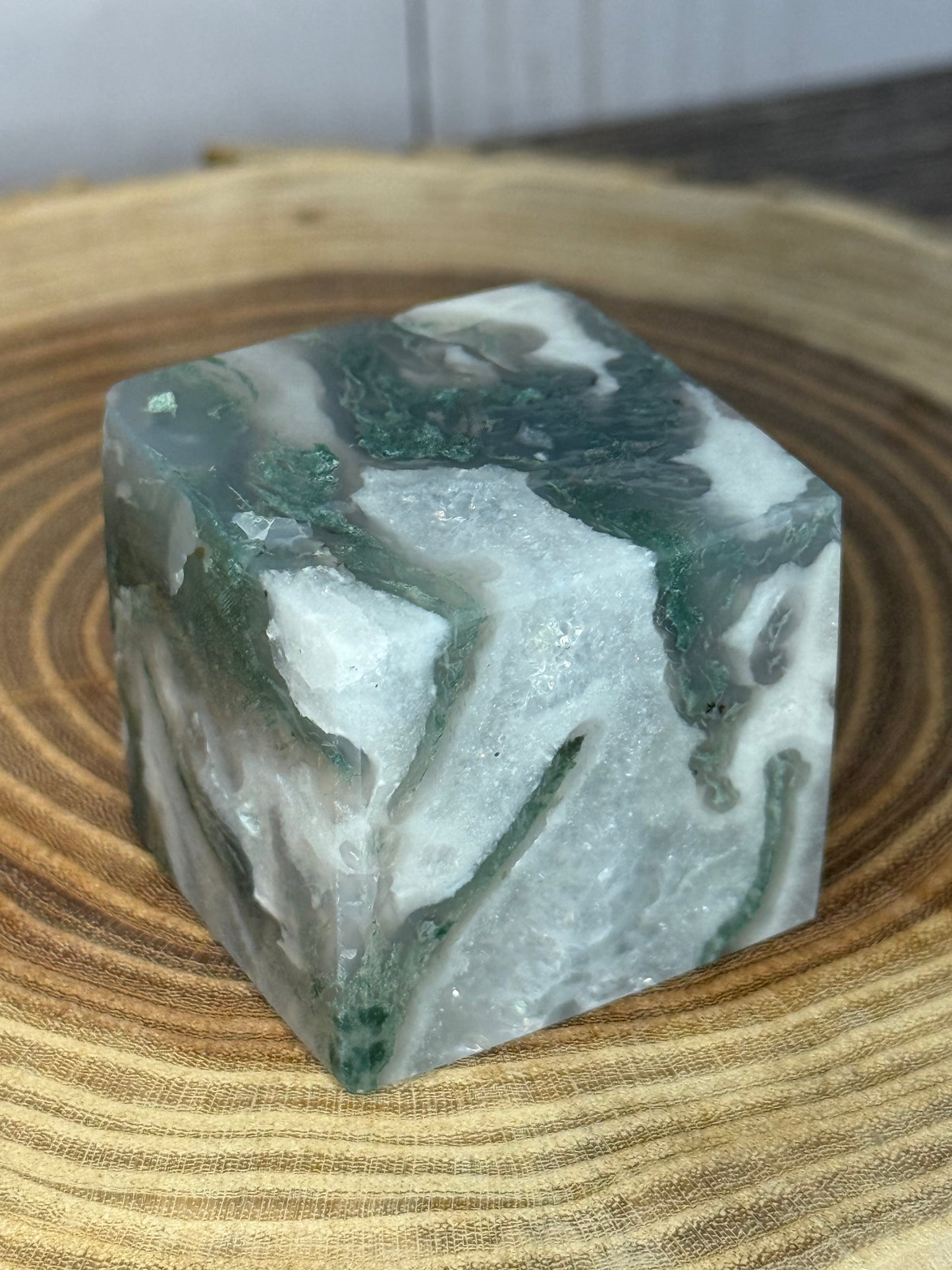 Moss Agate Squares/ Cubes