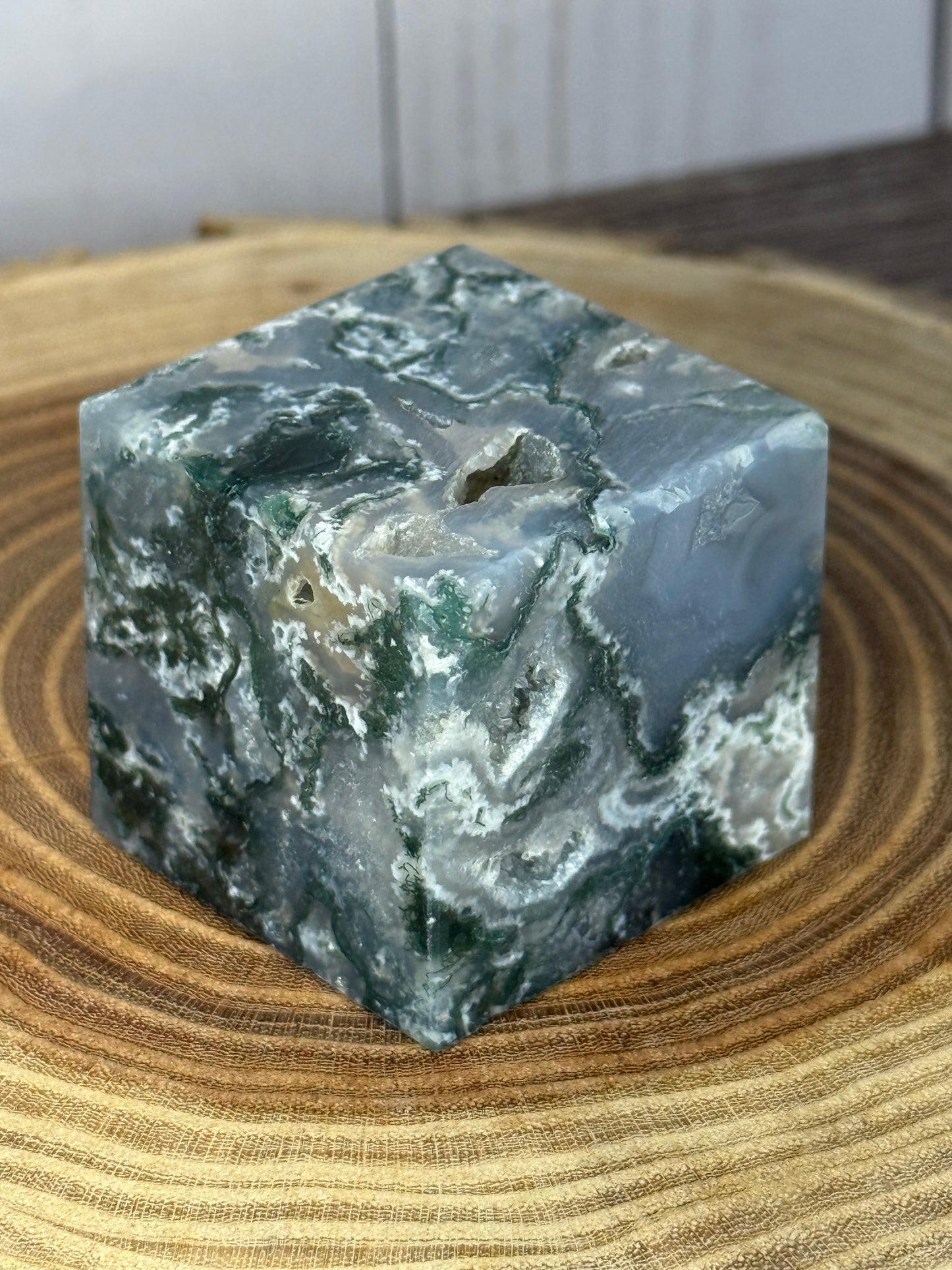 Moss Agate Squares/ Cubes
