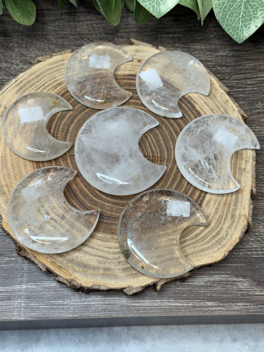 Clear Quartz Moon Carvings