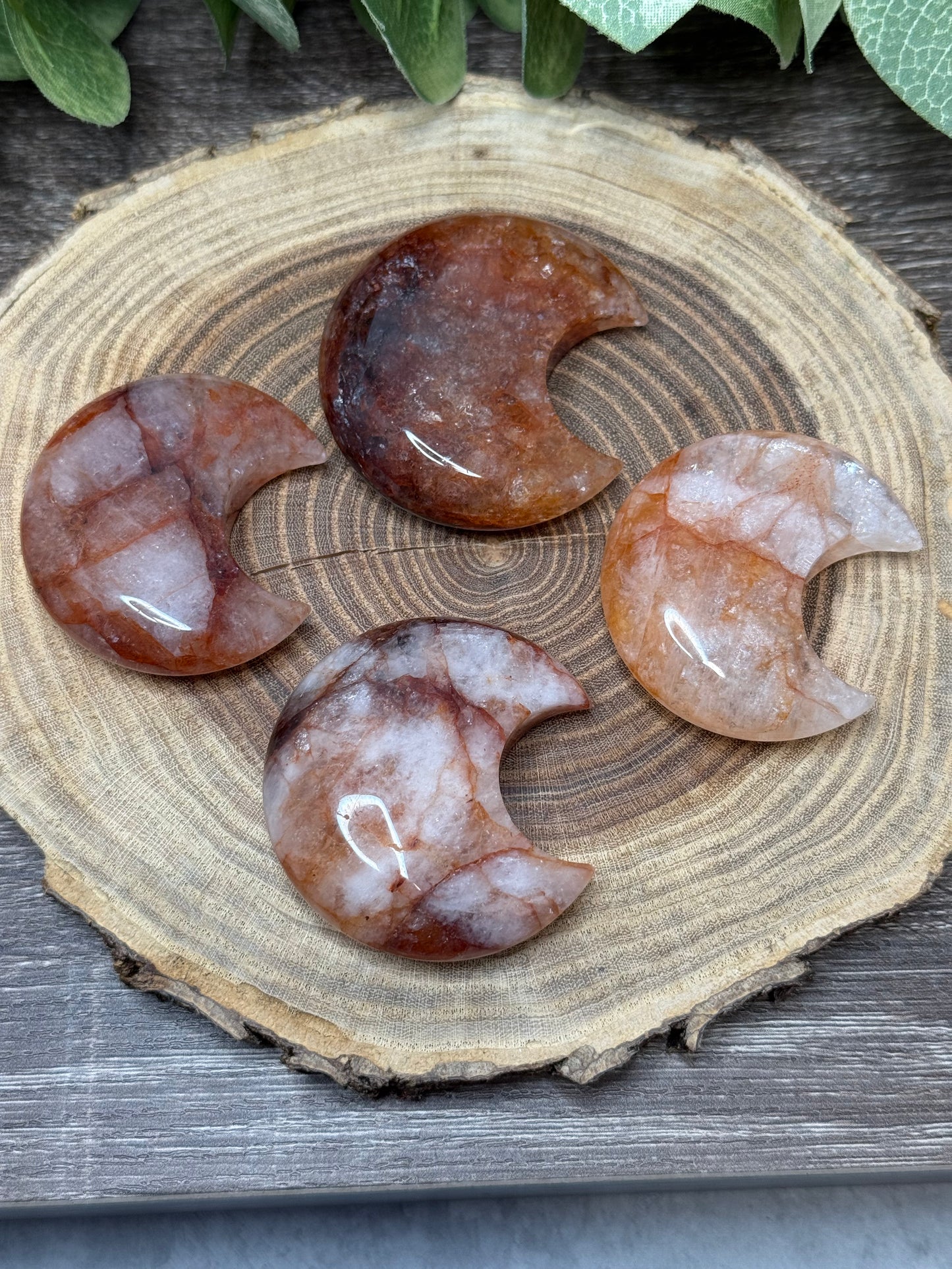 Fire Quartz Moon Carvings