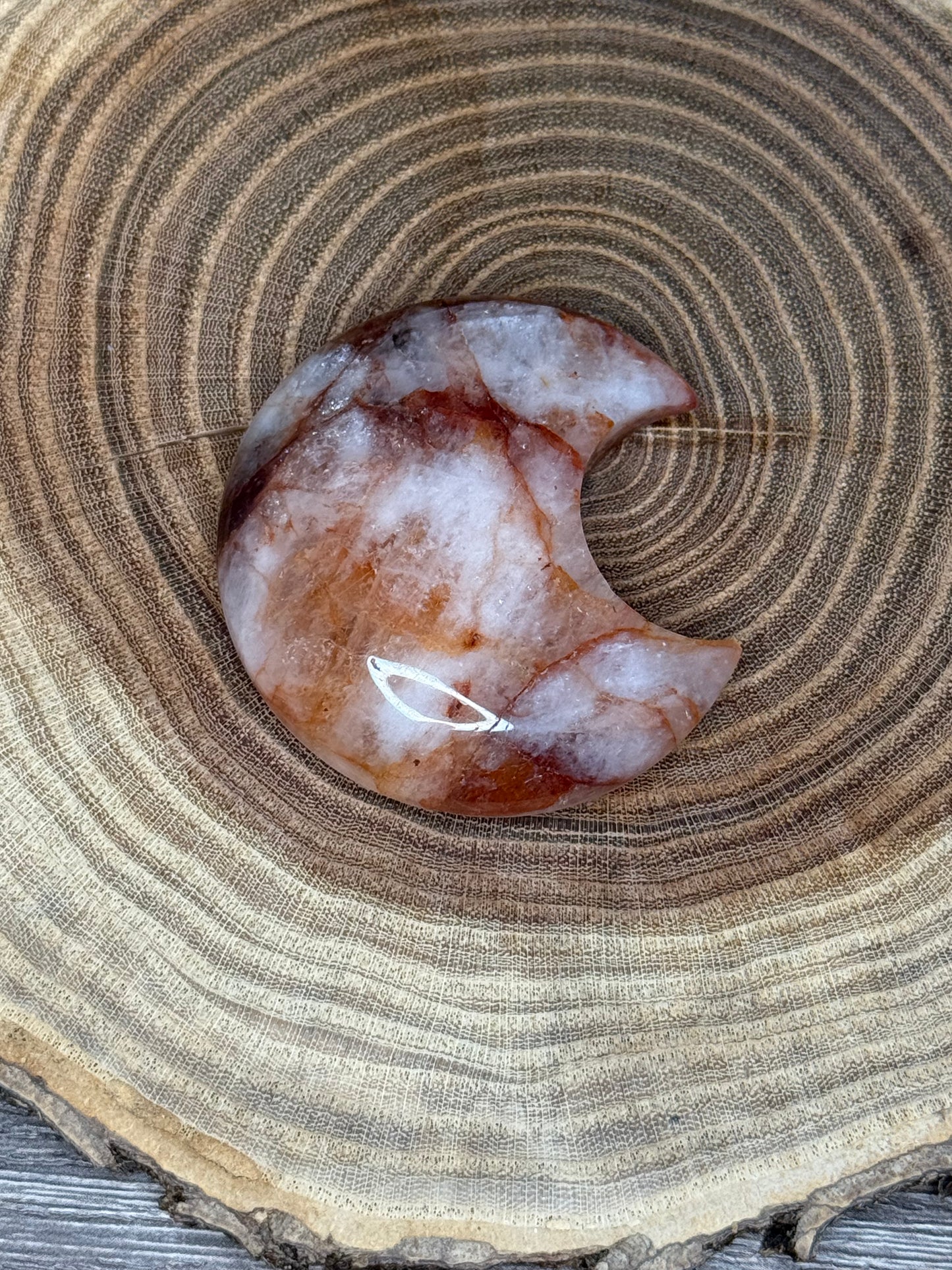 Fire Quartz Moon Carvings