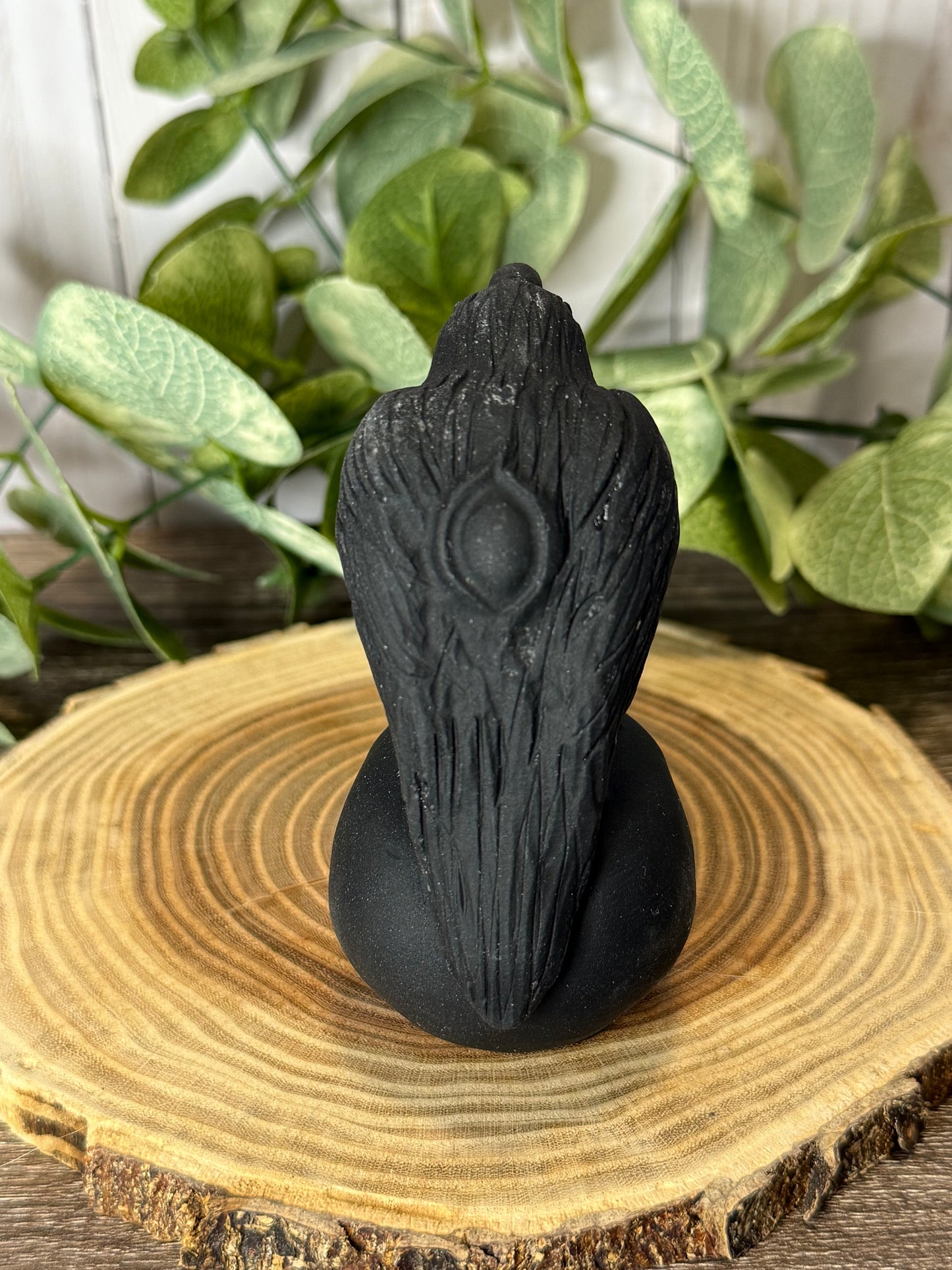 Skull & Bird Obsidian Carving