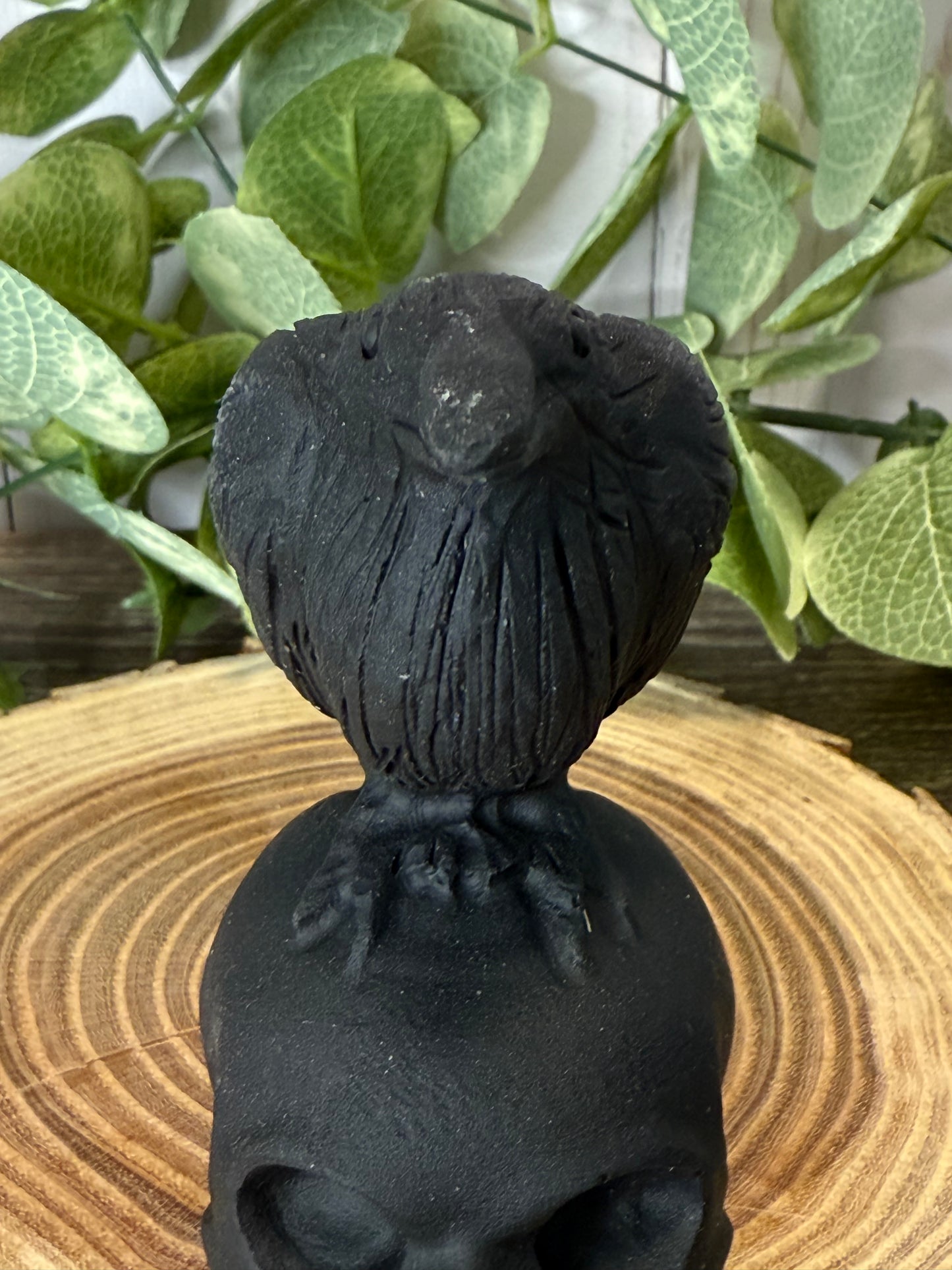 Skull & Bird Obsidian Carving