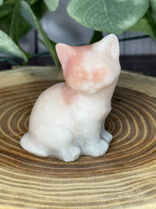 Cat Carvings Pink Opal