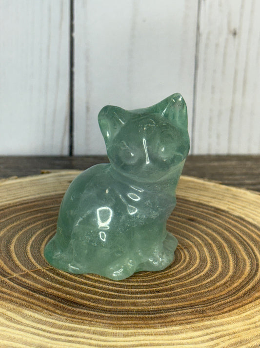 Cat Carvings Green Fluorite