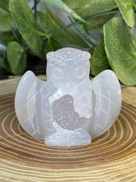 Druzy Agate Owl Carvings