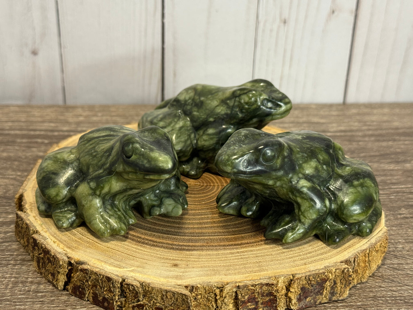 Frog Carvings - Green Jade