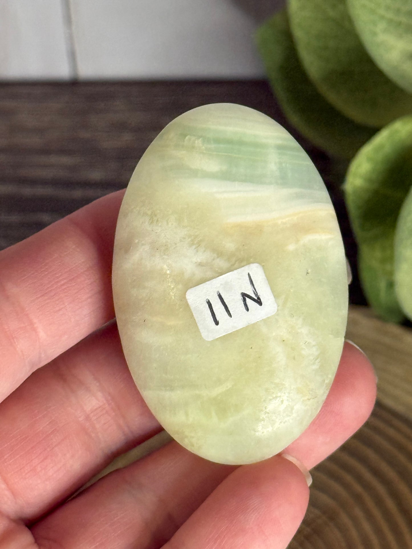Pistachio Calcite Palm Stone