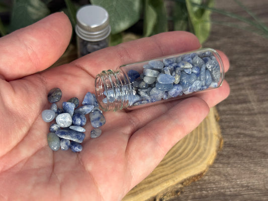 Blue Spot Dot Jasper Crystal Chip Bottle