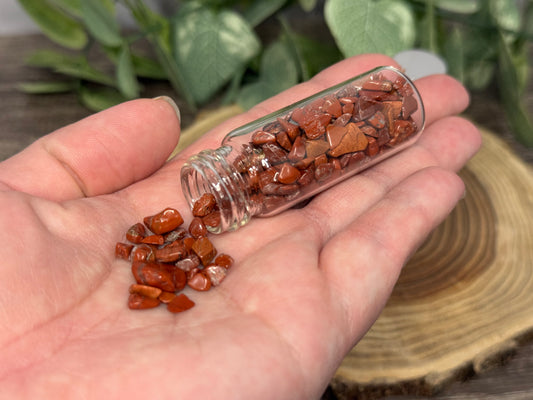 Red Jasper Crystal Chip Bottle