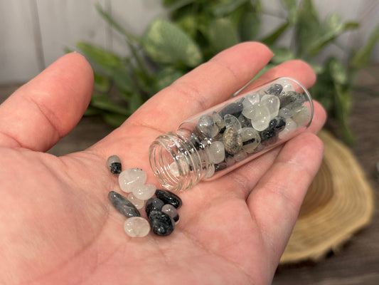 Tourmalated Quartz Crystal Chip Bottle