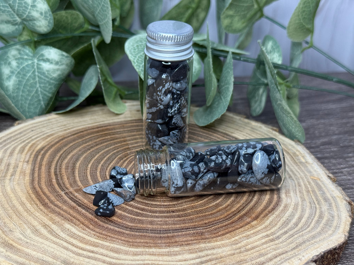 Snowflake Obsidian Crystal Chip Bottle