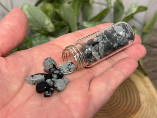 Snowflake Obsidian Crystal Chip Bottle