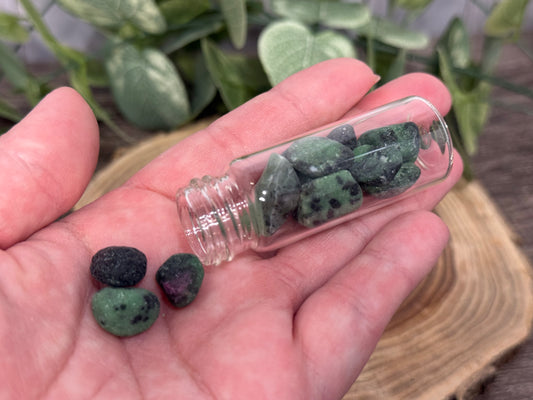 Ruby and Zoisite Crystal Chip Bottle
