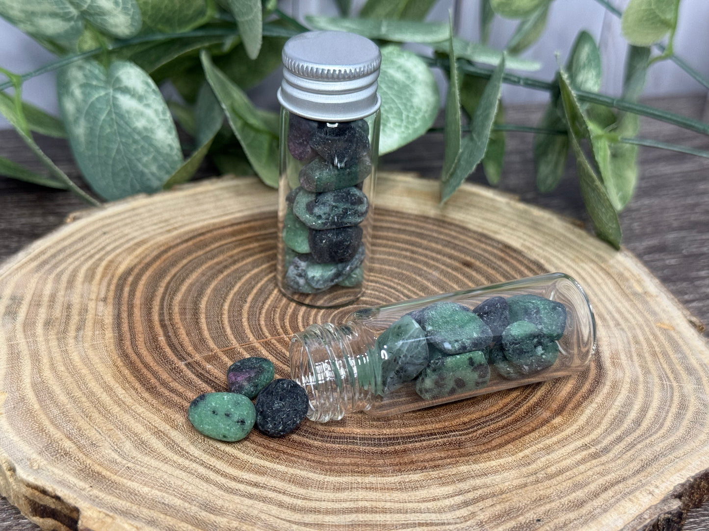 Ruby and Zoisite Crystal Chip Bottle