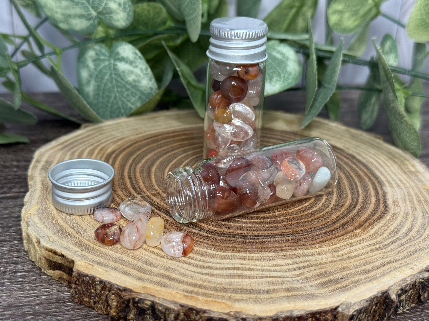 Fire Quartz Crystal Chip Bottle