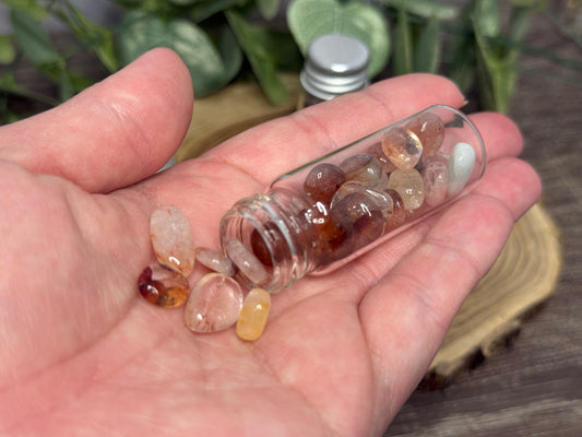 Fire Quartz Crystal Chip Bottle