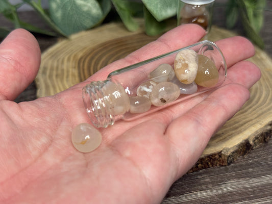 Flower Agate Crystal Chip Bottle