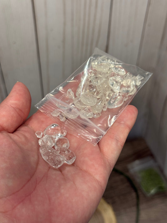 Clear Quartz Crystal Chip Bag (Large chips)