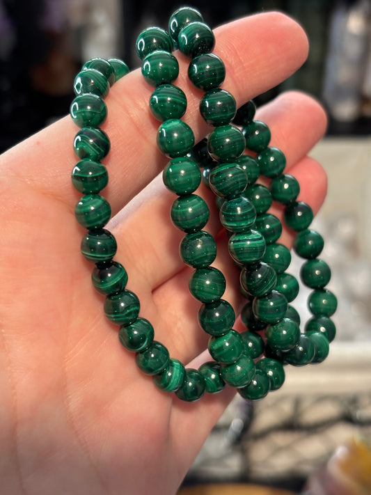 Malachite Round Beads - Bracelet 8 mm