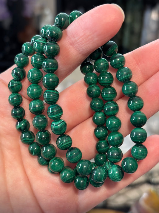 Malachite Round Beads - Bracelet 8 mm