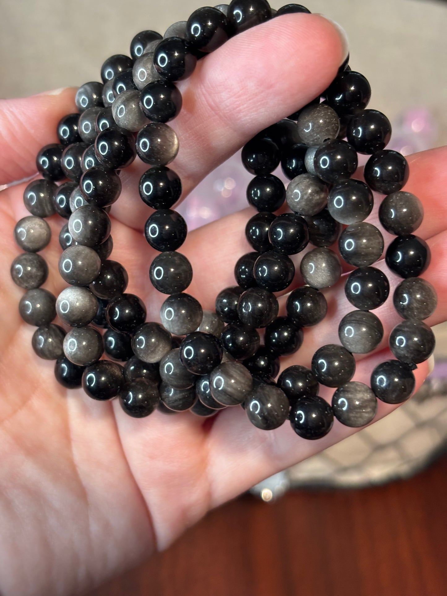 Silver Sheen Obsidian - Bracelet 8 mm