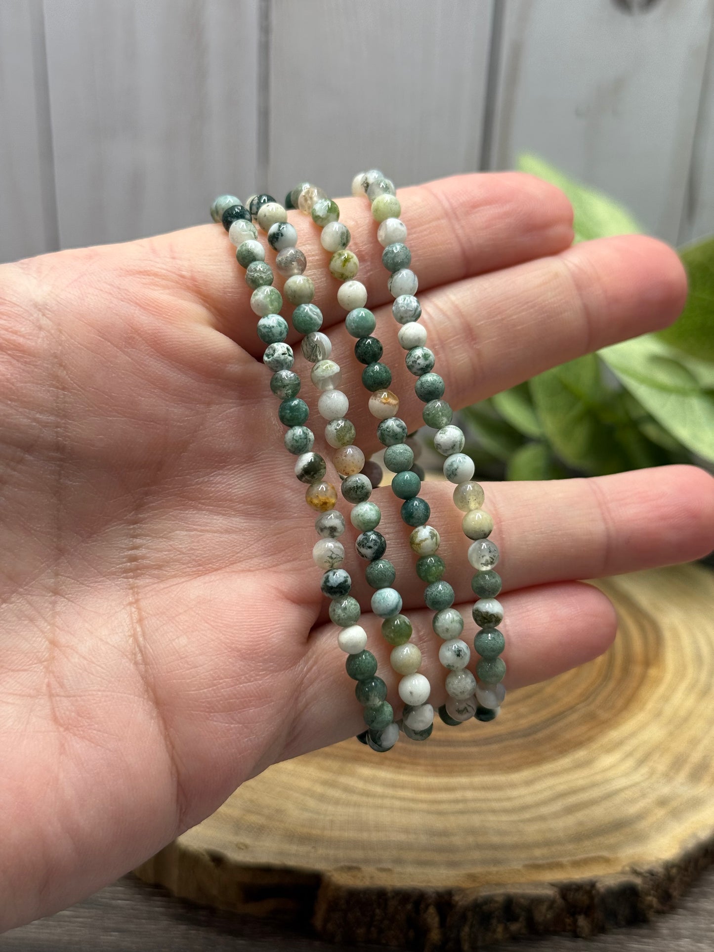 Moss Agate (Lighter) - Bracelet 4 mm