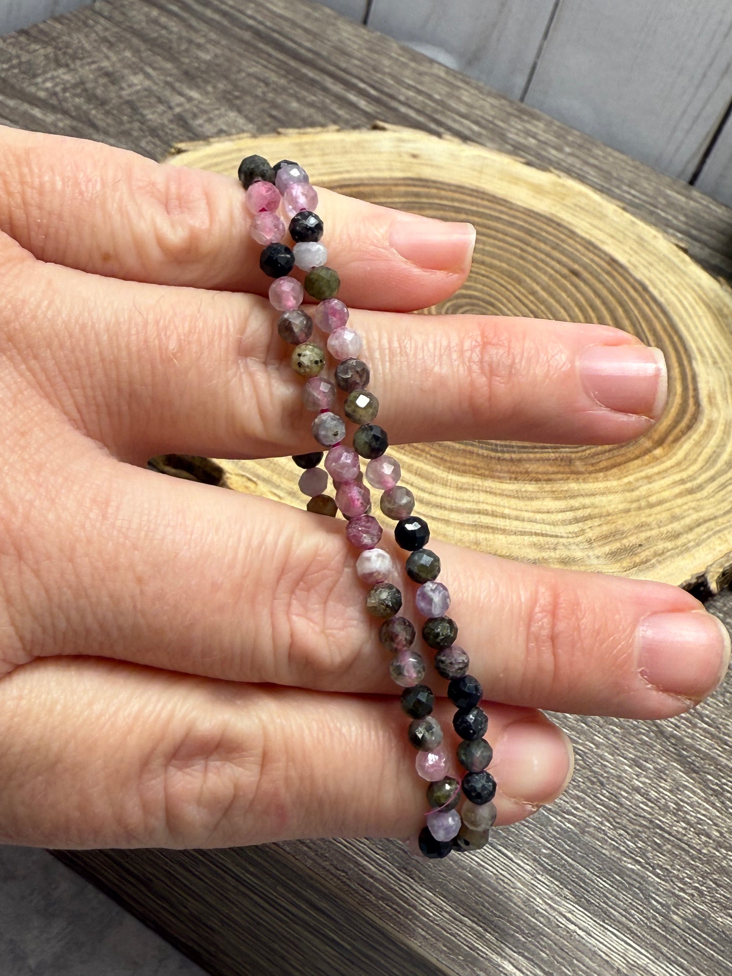Watermelon Tourmaline - Faceted Bracelet 4 mm