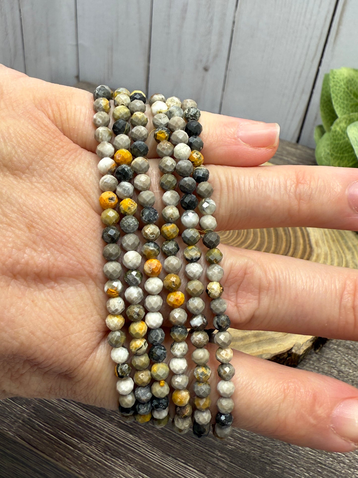 Bumble Bee Jasper - Faceted Bracelet 4 mm