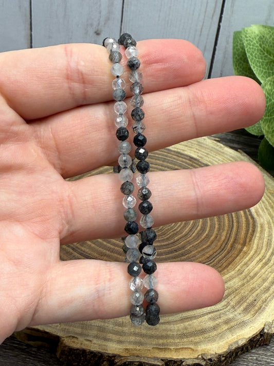 Tourmalated Quartz - Faceted Bracelet 4 mm
