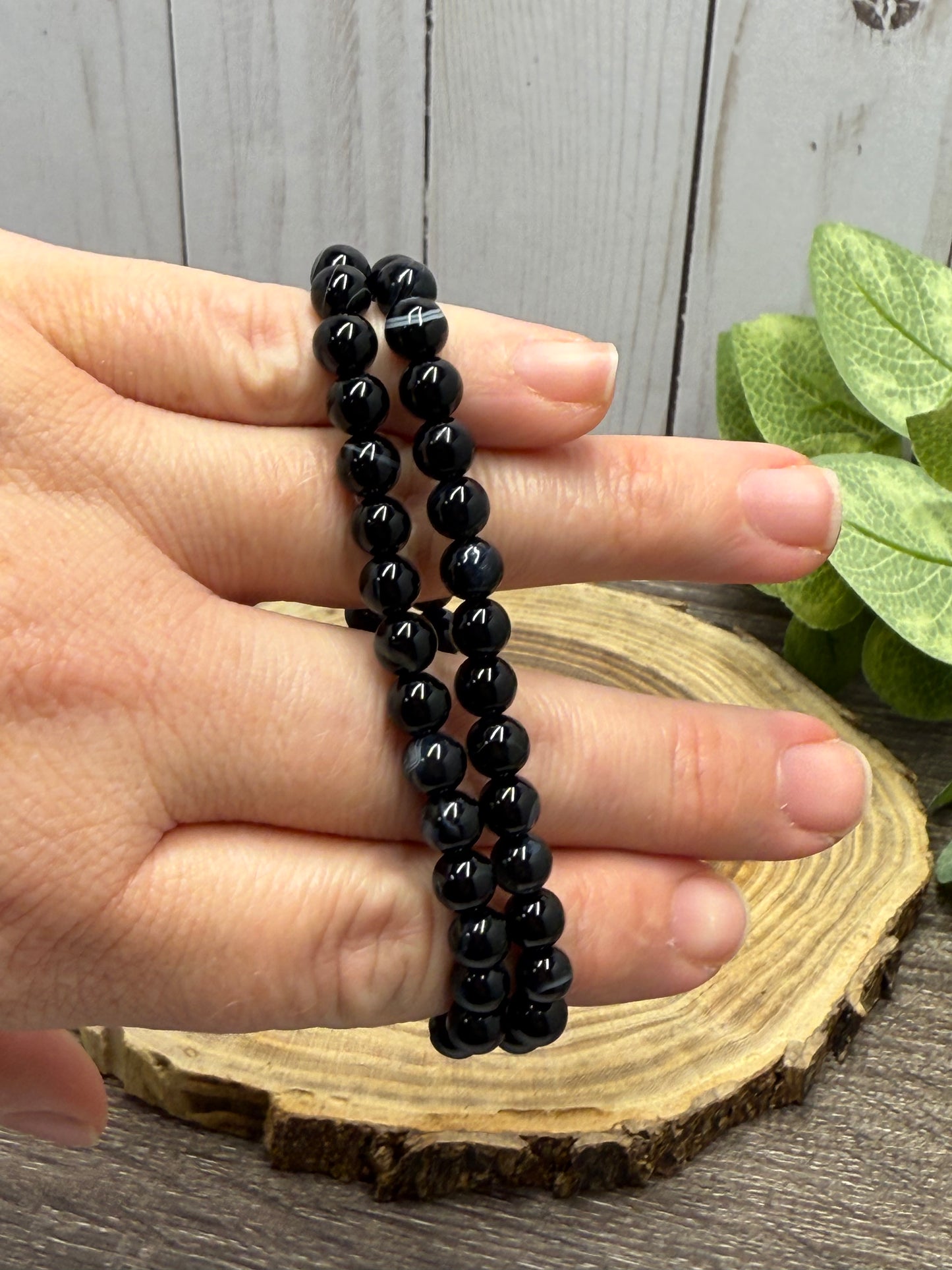 Orca Agate (Black) - Bracelet 6 mm