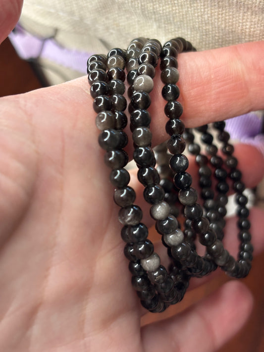 Silver Sheen Obsidian - Bracelet 4 mm
