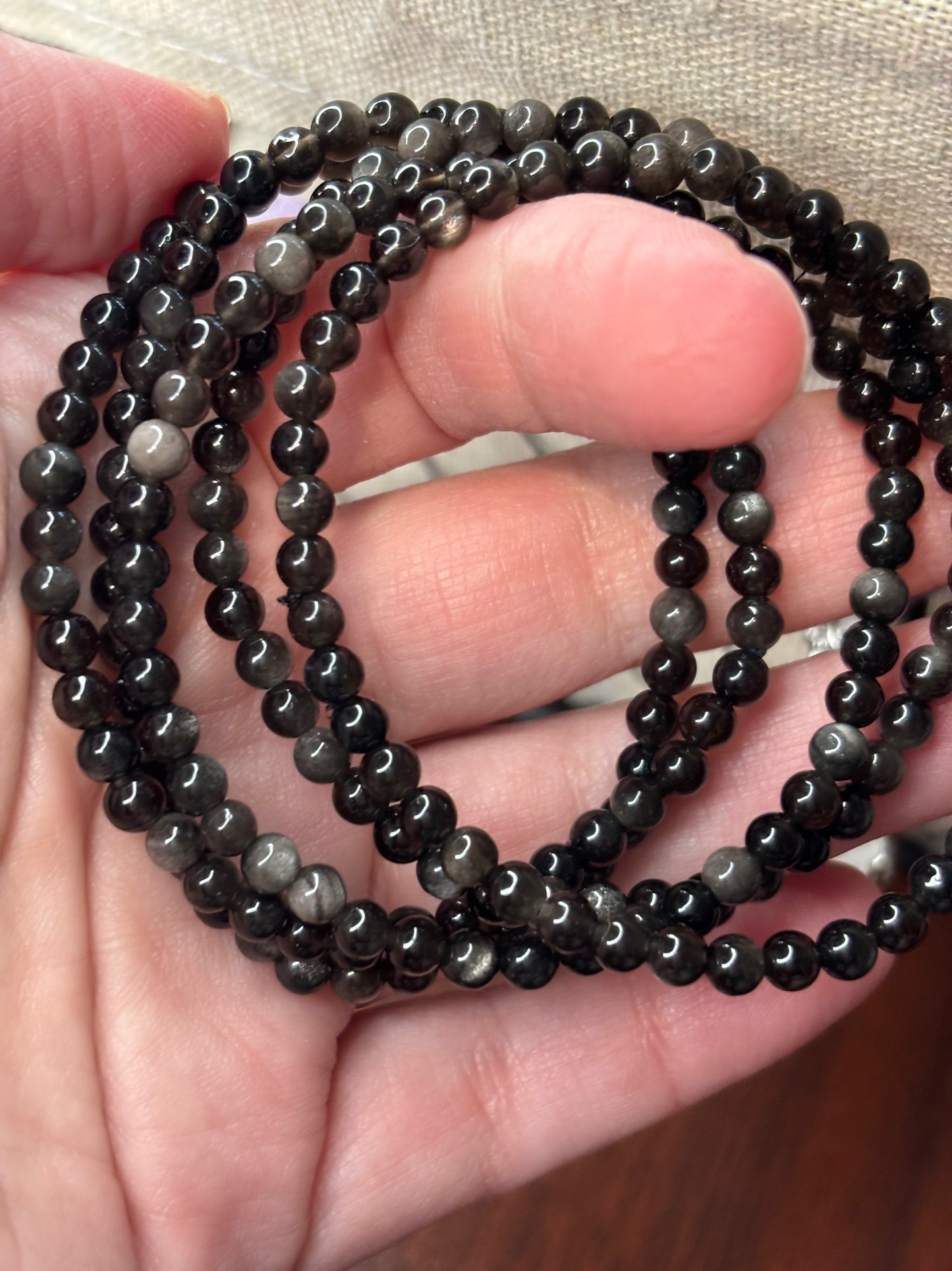 Silver Sheen Obsidian - Bracelet 4 mm