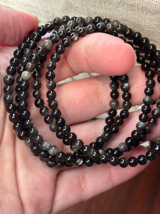 Silver Sheen Obsidian - Bracelet 4 mm