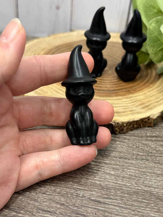 Crystal Cats with Hats - Obsidian