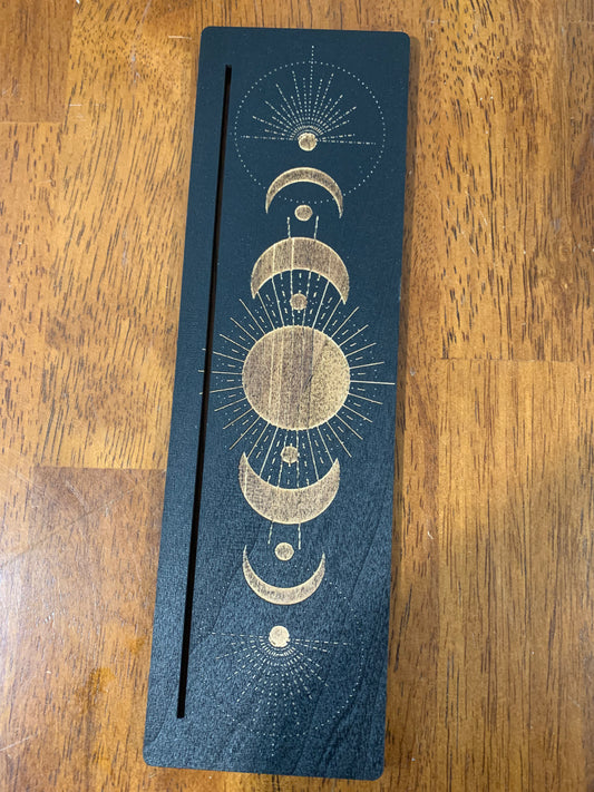 Card Stand, Card Holder, Card Board - Wooden Rectangle Moon Phases (black)