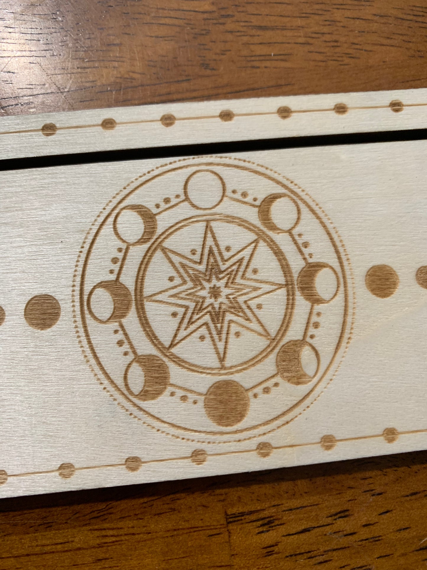 Card Stand, Card Holder, Card Board - Wooden Rectangle Moon Phases (white)