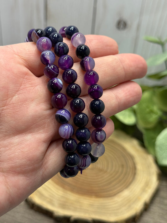 Purple Dyed Agate - Bracelet 8 mm