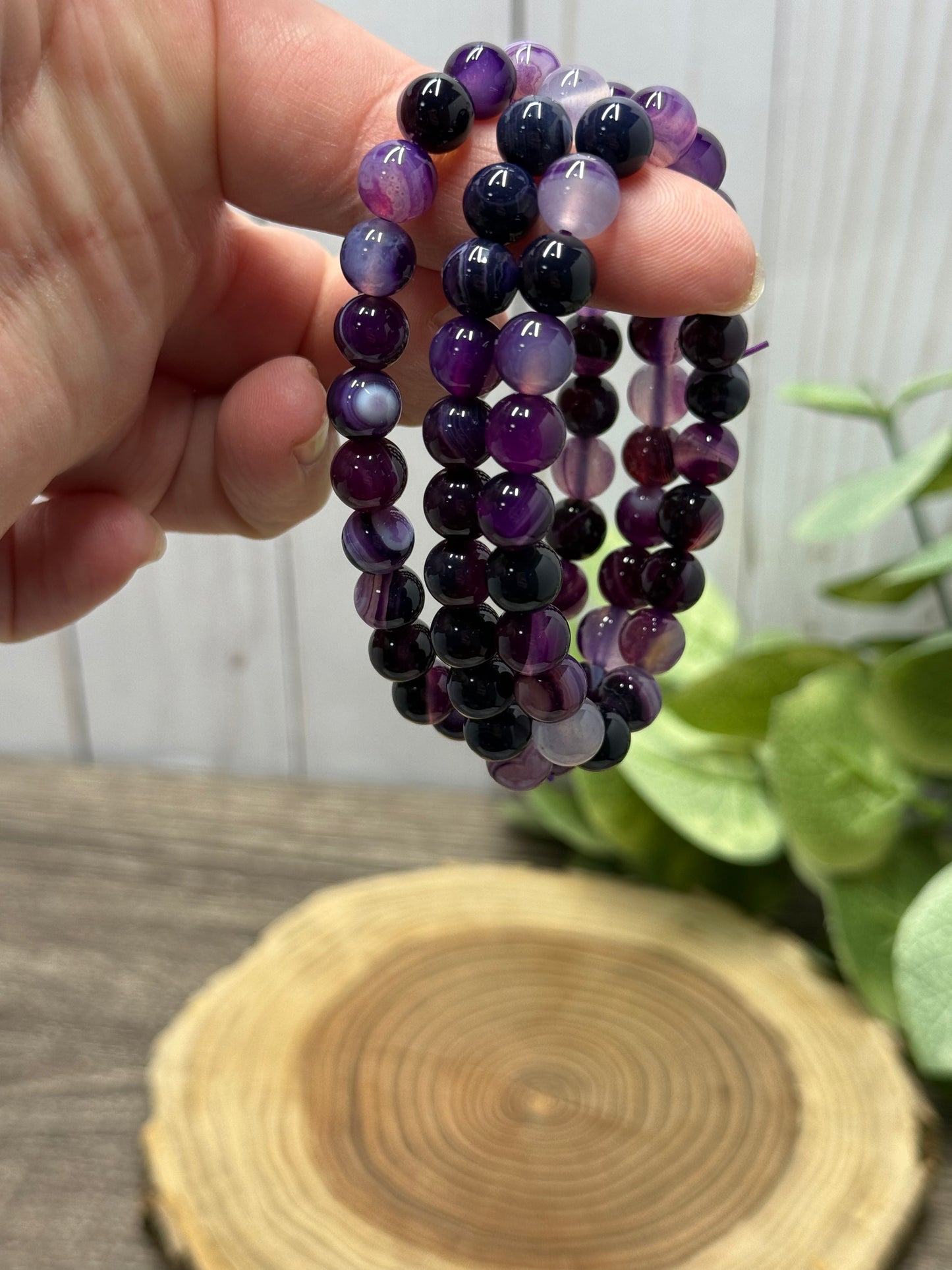 Purple Dyed Agate - Bracelet 8 mm