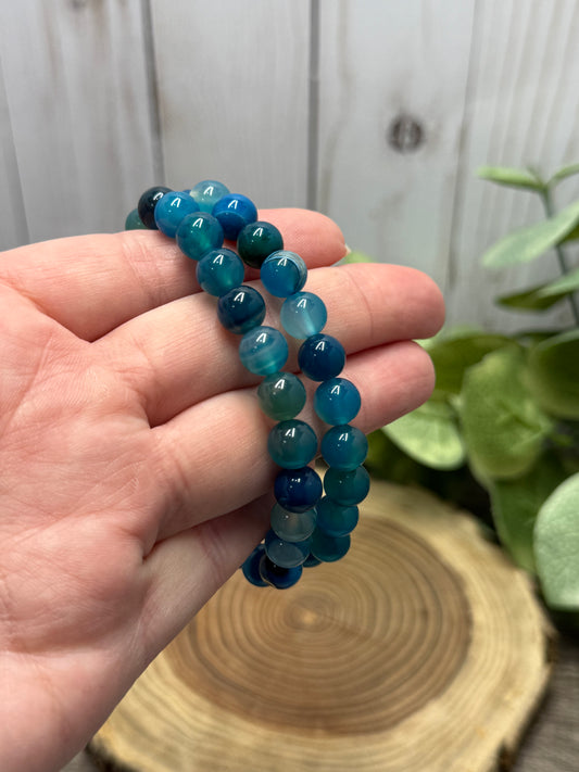 Blue Dyed Agate - Bracelet 8 mm