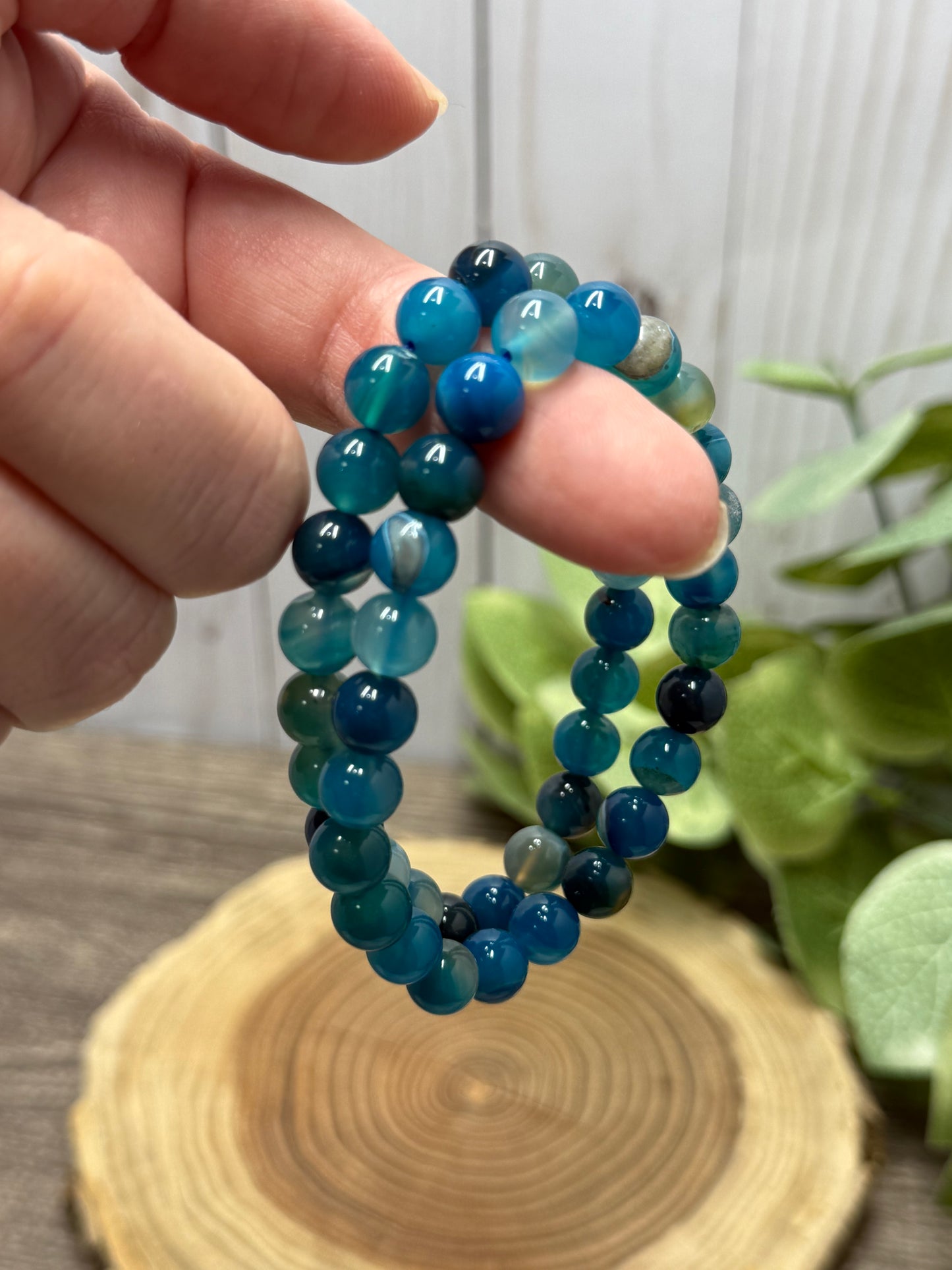 Blue Dyed Agate - Bracelet 8 mm