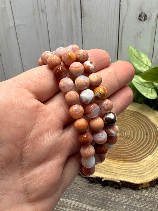 Pink Agate (Cotton Candy Agate) - Bracelet 8 mm