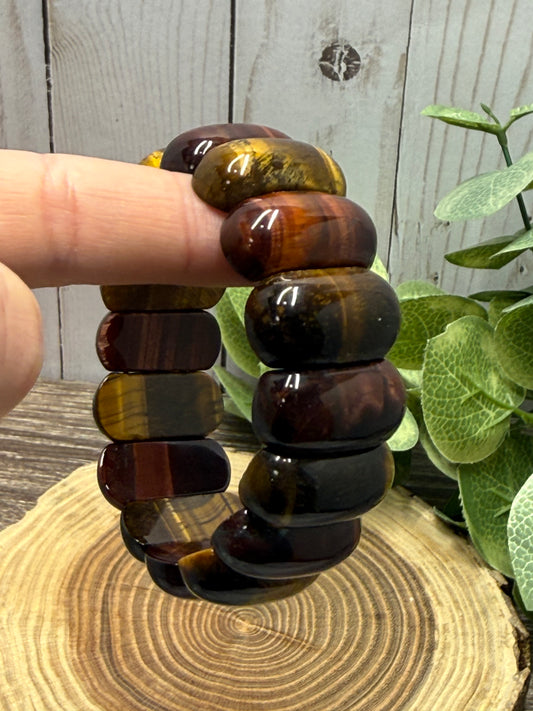Tigers Eye Bangle Style (Yellow & Red) - Bracelet