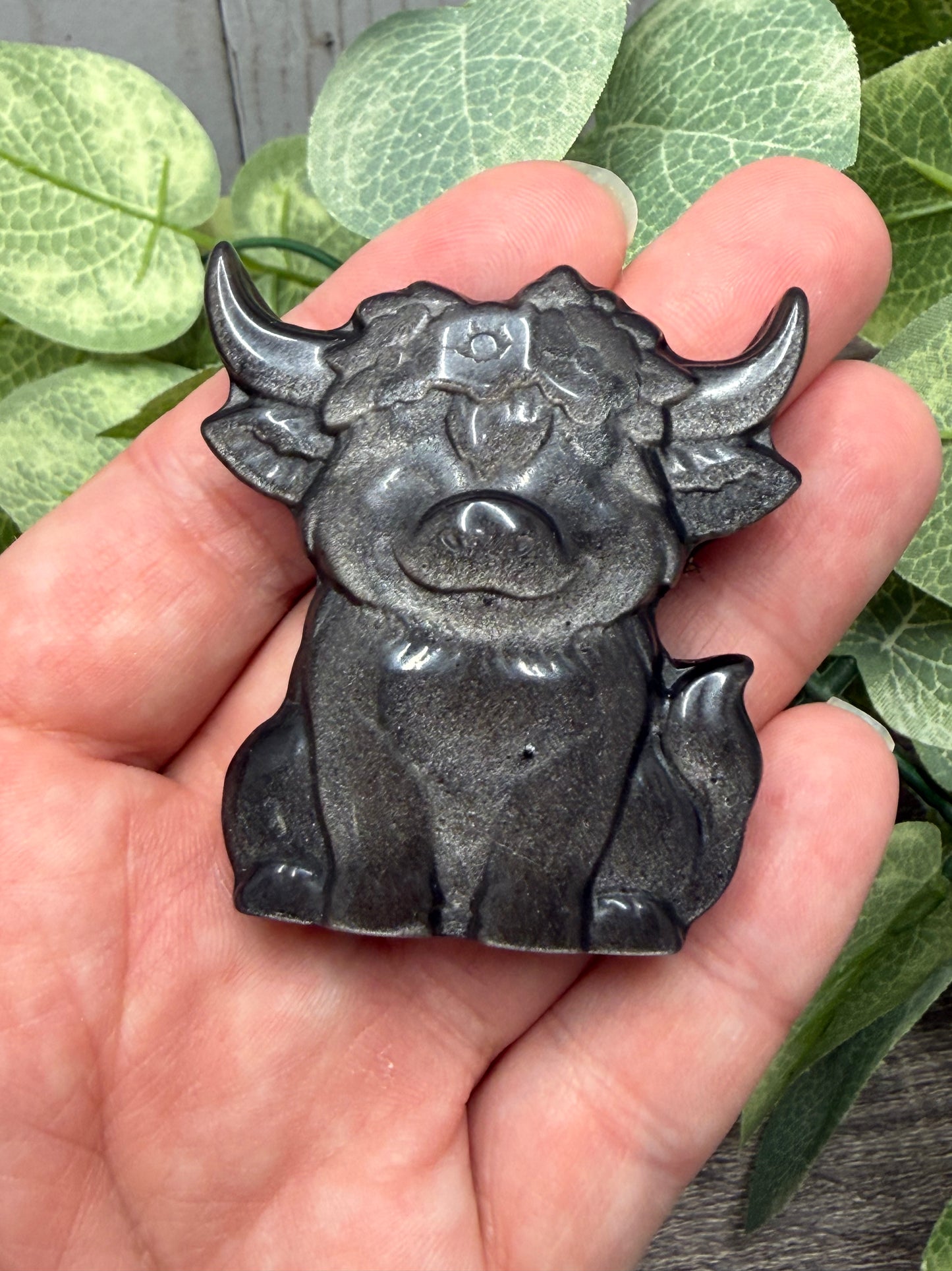 Highland Cow Carvings - Gold Sheen Obsidian