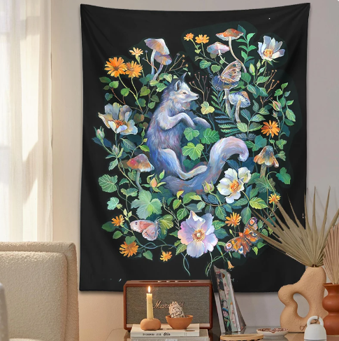 Fox Floral Garden Tapestry