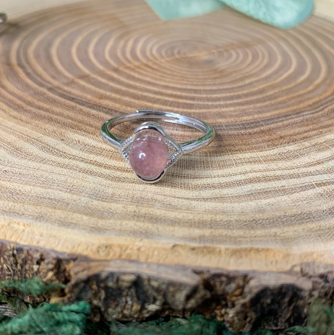 Strawberry Quartz Rings - Sliver Coated