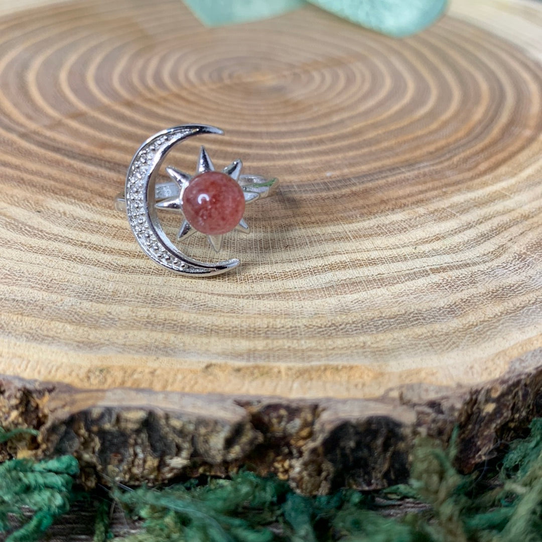 Strawberry Quartz Rings - Sliver Coated