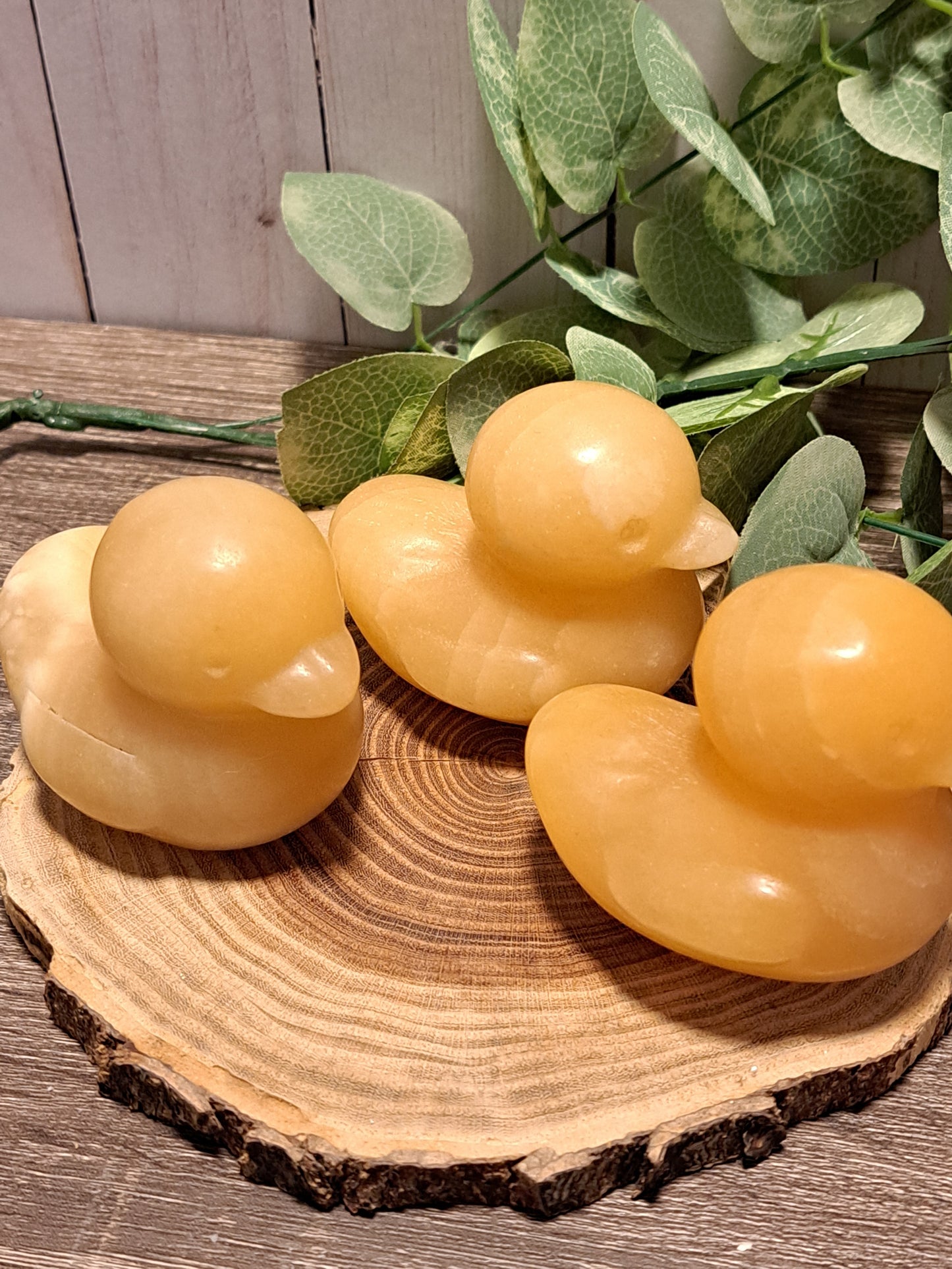 Ducks, Orange Calcite Crystal Carvings - Large
