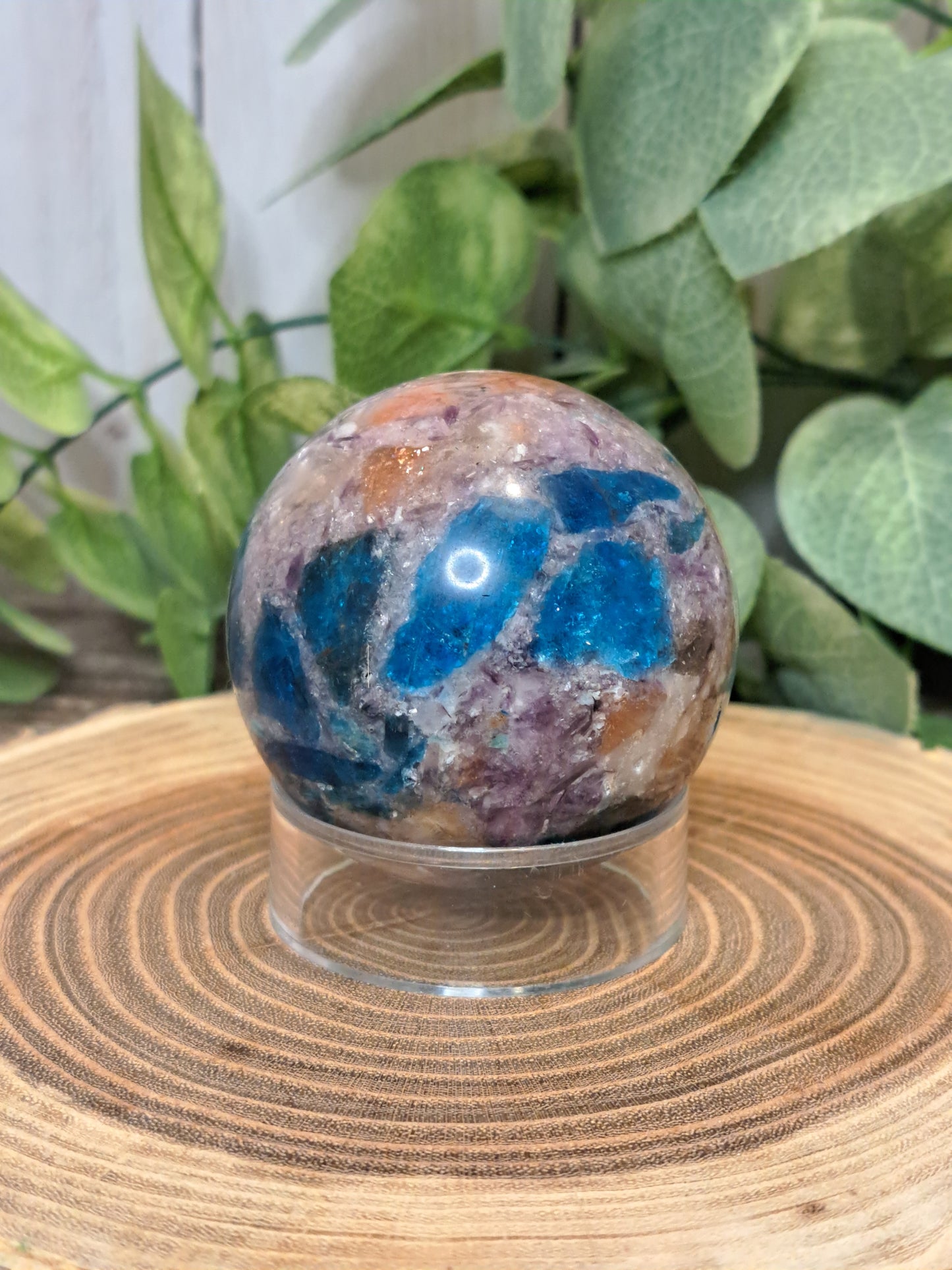 Multi Stone Spheres - Unique (Sun Stone, Lepidolite and Blue Apatite in one)
