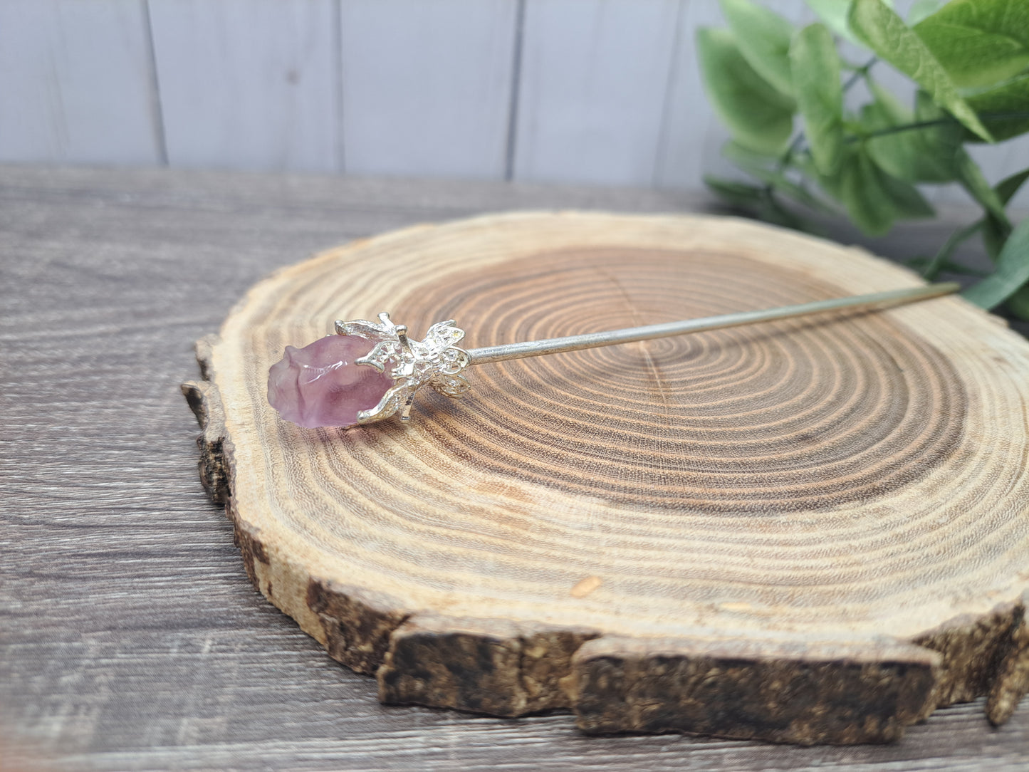Fluorite Rose Hair Pins